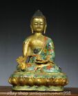 10.8 "vieux Bouddha en bronze tibétain doré de médecine de Bouddha