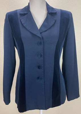 Chaqueta Blazer Vintage Hugo Buscati Collection Para Mujer Azul Marino Talla 6 Hecha en EE. UU. Foto 1 de 4