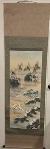 HANGING SCROLL JAPANESE ART Painting calligraphy Hand Painted Signed - Picture 1 of 7