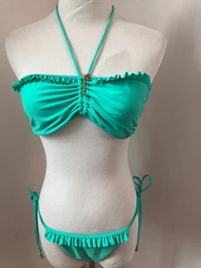 MIU MIU Menta Green Lycra String Bikini Metal Enamel Charms IT42 US6 M $795 NWT - Picture 1 of 8