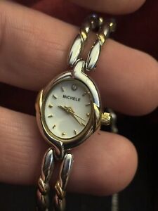 Michele 72-243-SG Two-Tone Japan Stainless Steel Ladies Dress Watch Works