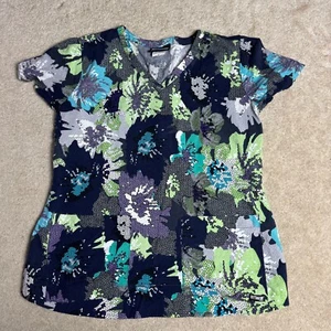 Blusa Médica para Mujer Greys Anatomy Patrón Floral Cuello en V Multicolor Mediana - Imagen 1 de 6