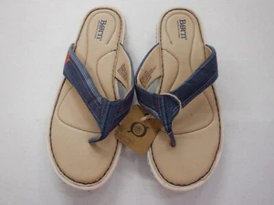 DAMEN-RIEMENSANDALEN GRÖSSE 11 BORN HELLBRAUN GESTREIFT LEDER STOFF NEU #22302 - Bild 1 von 3