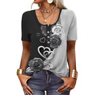 Womens Printed Pullover Blouse Tops Ladies Summer Holiday T-shirts Tunic Uk Sell