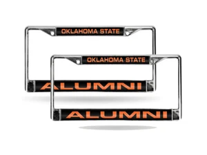 Oklahoma State Cowboys Alumni Chrome Metal Laser License Plate Frame - Set of 2 - Picture 1 of 5