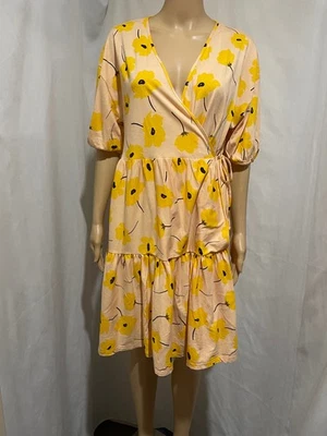 asos size 14 bnwt floral  tie waist tiered stretch cotton maternity  dress - image 1 of 4