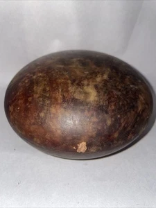Dark Brown Antique Burr / Burl Wood Round Shaped Trinket Box 12x6.5cm Approx - Picture 1 of 13