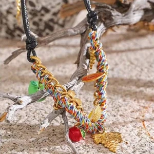 Vibranting Grape Designs Braided Cord Necklace Women Accessory Gift - Picture 1 of 8
