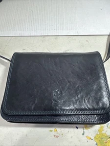 vera pelle cross body purse borse in pelle all leather italy Blue - Picture 1 of 9