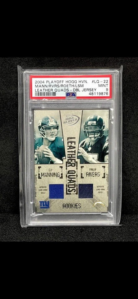 Parche Eli Manning Rookie PSA 2004 Playoff Hogg Heaven Rivers Roethlisberger/100 Foto 1 de 4