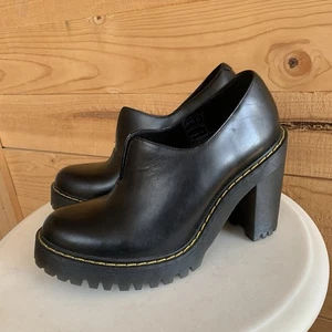 Dr. Doc Martens Cordelia Black Leather Shoes Heel Boots Women's Size US 7 - Picture 1 of 7