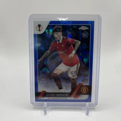 2022-2023 Topps Chrome UEFA Club Sapphire Edition Alejandro Garnacho RC United - Image 1 of 2