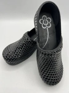 SANITA Black Leather Lattice Woven Clogs Size 41 / 11 Ortho Comfort Professional - Picture 1 of 8