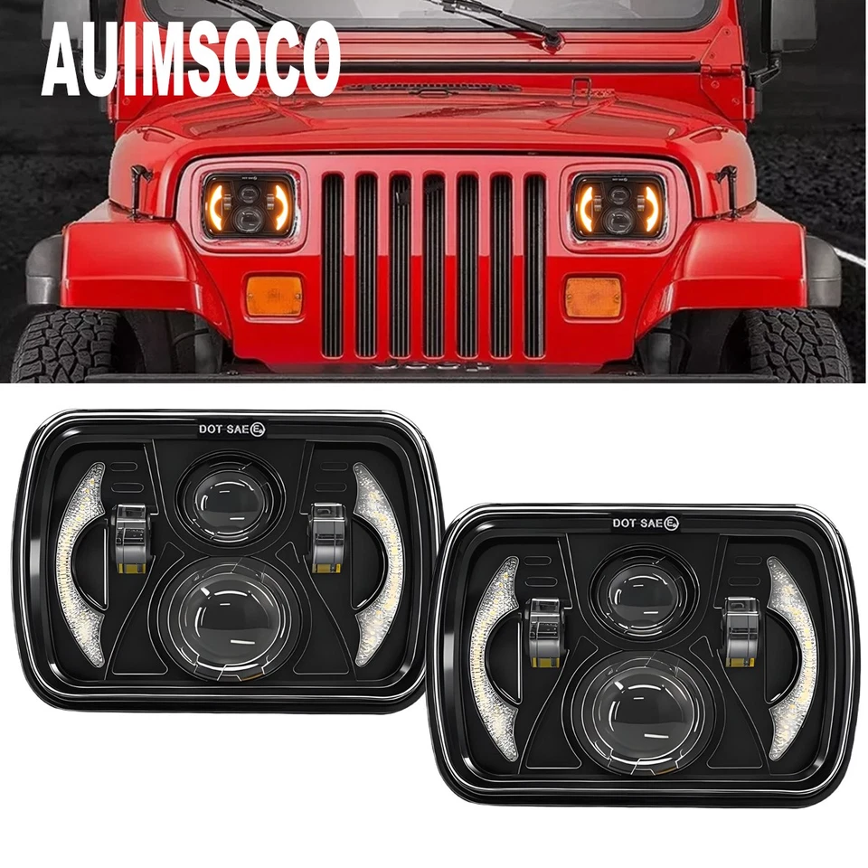 Fits Chevy S10 Pickup 1982-1997 5x7 7x6" LED Headlight Halo DRL Hi/Lo Beam H6054 - Image 1 of 4