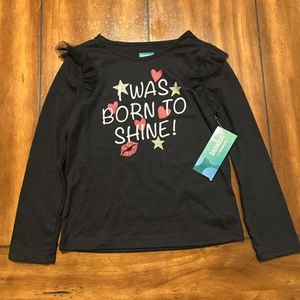 365 KIDS GARANIMALS Girl's Size 5 Black Long Sleeve Graphic Shirt - Picture 1 of 14