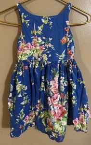Polo Ralph Lauren girls Size 6 Blue Floral Sleeveless Pleated Dress - Picture 1 of 8