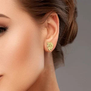 Ohrstecker 10 Karat massiv Gelbgold kleiner Einhornkopf - Bild 1 von 3