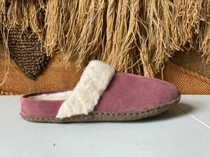  Sorel Womens Pink Faux Fur Round Toe Casual Slip On Mules Flats Sandals Size 7 - Picture 1 of 11