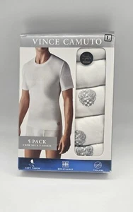 5 Pack VINCE CAMUTO Men's S M L White Logo Crew Neck Cotton T Shirt Set - Picture 1 of 3