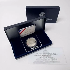 (1) 2000 P Library of Congress $1 Commemorative Proof Silver Dollar w/ Box & COA - Picture 1 of 2