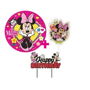 3er Set Minnie Mouse Tortenaufleger, Kerze & Cake Topper - Bild 1 von 8