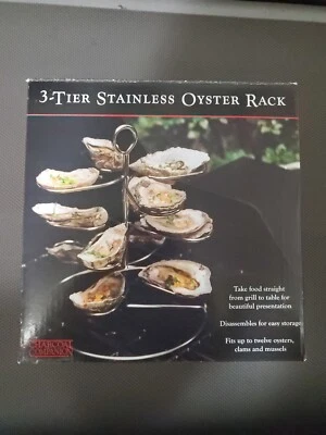 Charcoal Companion 3-Tier Stainless Oyster Rack for Grill fits 12 Mussels/Clams - Image 1 of 2