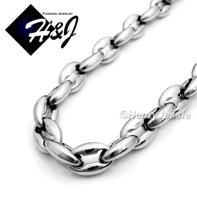 Collar de cadena de eslabones marineros inflados de plata de 8 mm de acero inoxidable para hombres de 18-40"*N147 Foto 1 de 3