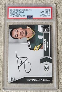 2020 Donruss Elite Jordan Love Pen Pals RC Auto SSP #PP4 PSA 8 Green Bay Packers - Picture 1 of 2