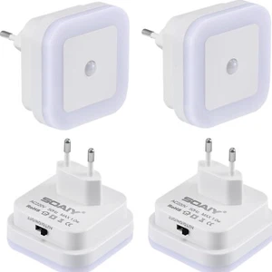 Sensor movimiento luz nocturna, LED, enchufe 4 PCS, ideal para pasillos, baño - Imagen 1 de 10