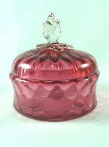 FABULOUS ANTIQUE VICTORIAN THUMPRINT CRANBERRY/RUBY GLASS LIDDED BOWL ST #16763 - Picture 1 of 8