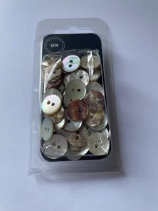 50 x 10mm Natural Mother of Pearl Shell Round Buttons 2 Hole,John lewis - Picture 1 of 2