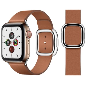 GENUINA CORREA DE RELOJ CON HEBILLA MODERNA APPLE 38MM 40MM 41MM SILLA GRANDE MARRÓN - Imagen 1 de 6