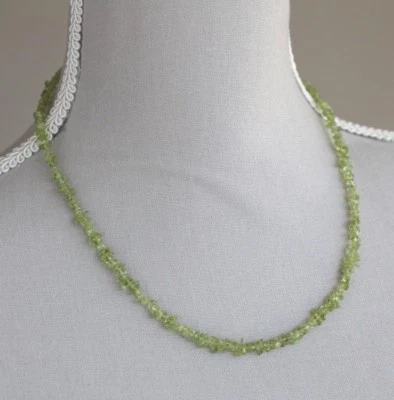 COLLAR PERIDOTO ~ BROCHE DE PLATA DE LEY 925 18" PIEDRA DE NACIMIENTO DE AGOSTO Foto 1 de 2