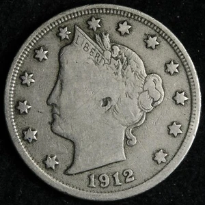 1912-S Liberty V Nickel FINE E170 DJCER - Picture 1 of 2