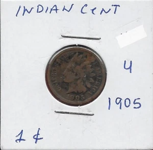 USA INDIAN HEAD 1 CENT 1905 LIBERTY WITH INDIAN HEADDRESS BEARING THE WORD LIBER - Picture 1 of 2