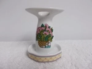 Soporte para cepillo de dientes vintage de porcelana blanca con flores de geranio Takahashi - Imagen 1 de 6