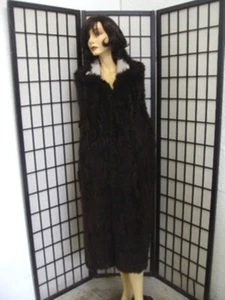 COMO NUEVO MARRÓN OPONUM PIEL ZARIGÜEYA CHALECO LARGO CHAQUETA MUJER TALLA 6-8 s-m - Imagen 1 de 1