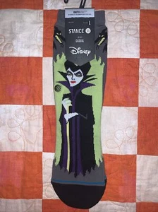 New Stance Maleficent Infiknit Crew Socks 1 Pair Youth Large 3-5.5 Grey Disney - Picture 1 of 3