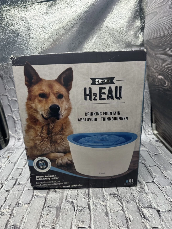 ZEUS H2EAU Large 6L Pet Water Dispenser Drinking Fountain & Filter 3 Pack