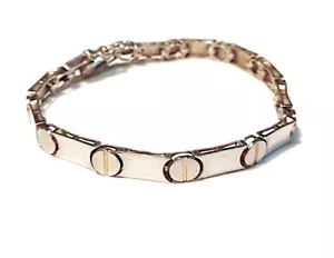 Silver Link Bracelet Sterling 925 Minimal, Simple Industrial Look 7 1/2” Long - Picture 1 of 9