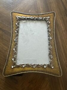 Vintage Copper Brass Color Photo Picture Frame Velvet Back with Stand 6" x 7"