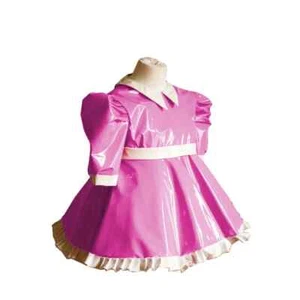 Sissy Peter Pan Kragen A-Linie Plissee Kleid PVC Leder Rüschen kurzes Kleid - Bild 1 von 14