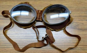 ¡Gafas de motocicleta vintage, forradas de piel! ¡Vidrio, cuero, vapor punk! ¡GENIAL! - Imagen 1 de 8