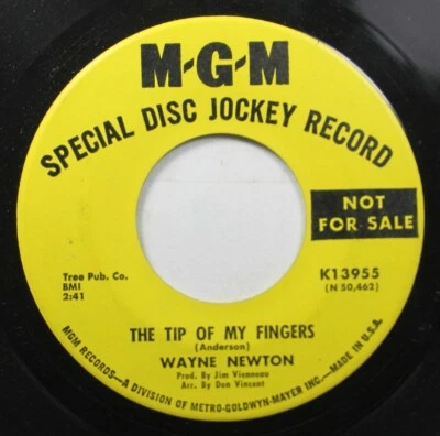 Pop Promo 45 Wayne Newton - The Tip Of My Fingers / Dreams Of The Everyday House - Image 1 of 2