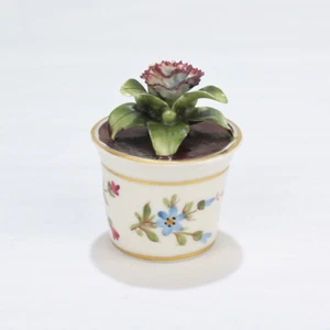Miniature Sitzendorf Porcelain Flower & Vase Figurine - Dollhouse Encrusted - Picture 1 of 12