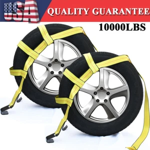 2X Car Basket Strap w/ Flat Hook Fit 14" to 17" RIM On Demco Kar Kaddy Tow Dolly - Picture 1 of 6