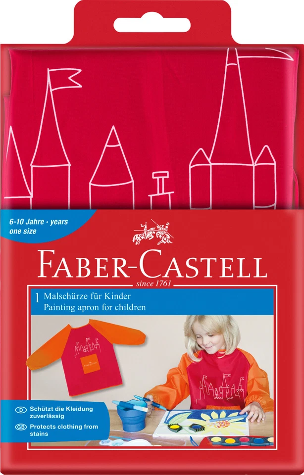 FABER-CASTELL 2012 Kinder Malschürze Malkittel Bastelschürze 6-10 Jahre - rot