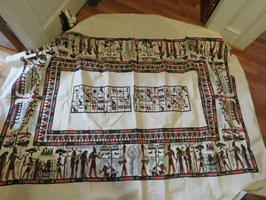 Vintage Ägyptisches Design Tischdecke 74x62" Orange Braun Hieroglyphen Pharao Sehr guter Zustand - Bild 1 von 6