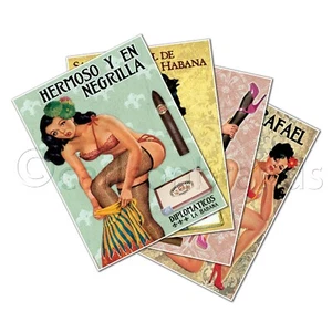 Cuban Cigar Advertisement Pinup Prints | Smoking Art Poster Vintage Wall Decor - Picture 1 of 7