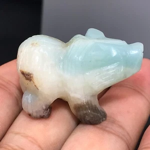 1pcs Natural amazonite bear skull quartz crystal hand carved reiki gem 1.5" - Picture 1 of 10